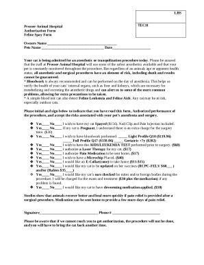 prosser animal hospital - authorization Doc Template | pdfFiller