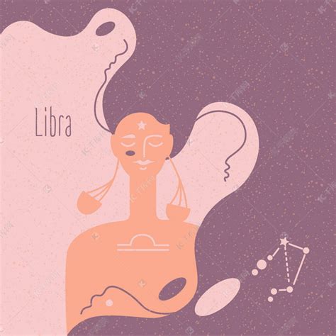 黄道带深不可测的星座天秤座与温柔的神秘女人在一个粉色调色板。现代创意设计素材图片免费下载-千库网