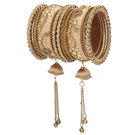 Sukriti Party wear Silk Thread Tassel Latkan Gold Bangles Jewelry for ...