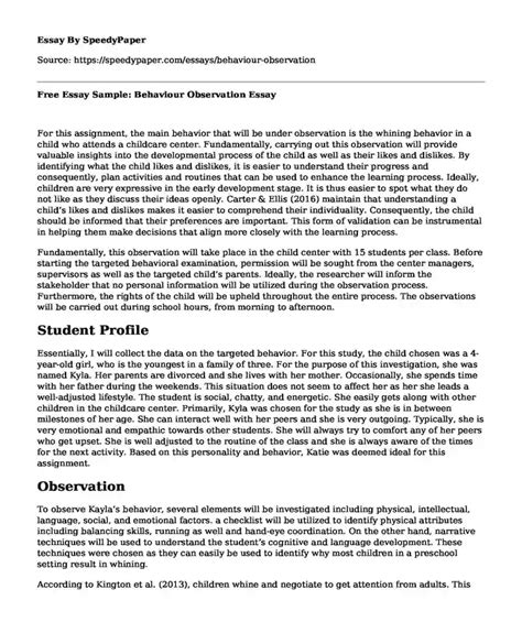 Image result for Behavioural Observation Example