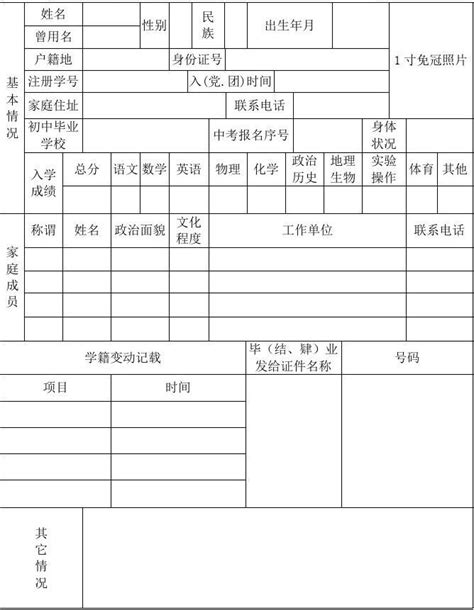 江西省普通高中学生学籍登记表_word文档免费下载_文档大全