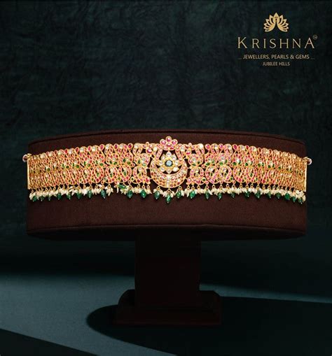 Gold and kundan vaddanam in Peacock Motif – Krishna Jewellers Pearls ...