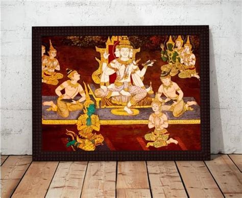 Tamatina Wooden Texture Framed Canvas Painting | Lord Buddha | Home ...