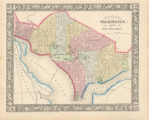 Mitchell's 1865 Map of Washington, D.C - Art Source International