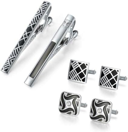 Buy Wynameleri Classic Shirt Cufflinks and Tie Clips Set of 2 for Men ...