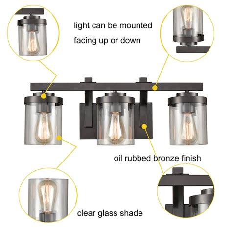 Claxy Glass Light 22.8-in 3-Light Oil-Rubbed Bronze Led, Industrial ...
