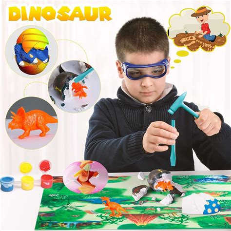 Buy 4 Pcs Dinosaur Eggs Toy Painting Digging Kit Fossils Dino Egg Dig ...
