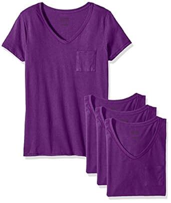Buy Hanes Women's Short Sleeve Jersey V-Neck Pocket Tee (Pack Of 4 ...