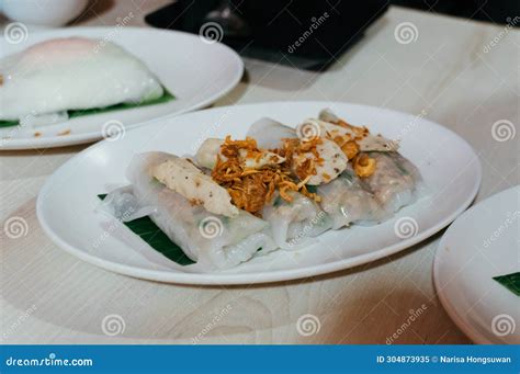 Steamed Rice-skin Dumplings, Thai Style Dessert ,Khao Kriab Pak Mor ...