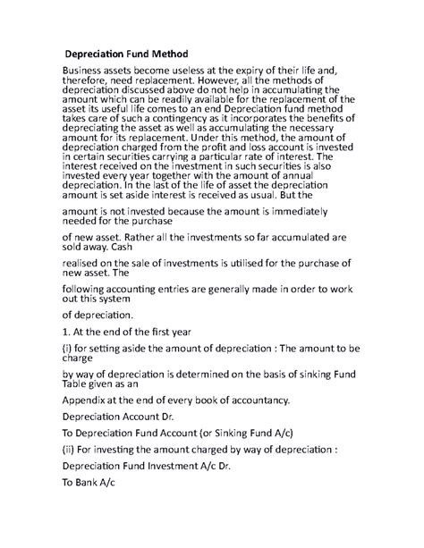 Depreciation Fund Method notes - Depreciation Fund Method Business ...