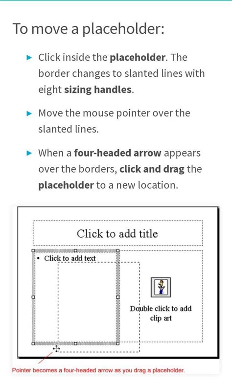 How do you move around a placeholder on the PowerPoint interface ...