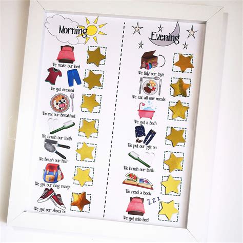 Kids Routine Chart With Golden Magnets Morning And Evening Routine ...