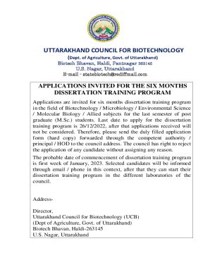 Fillable Online UTTARAKHAND COUNCIL FOR BIOTECHNOLOGY Fax Email Print ...