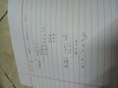 find hcf 852, 1065, 1491 by division method - Brainly.in