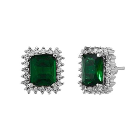 Sparkling Elegance Emerald American Diamond Studs Earrings – VOYLLA