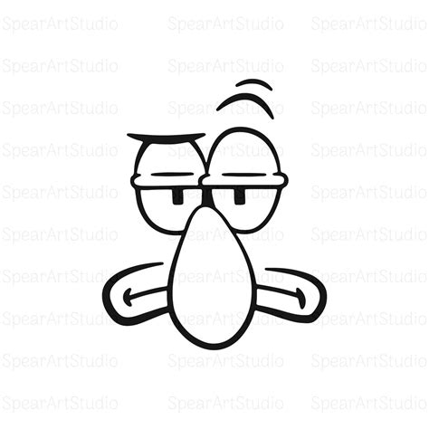 Squidward Face Svg, Svg Face Cricut, Cartoon Face Svg, Cartoon Character Svg, Cricut, Cut Files ...