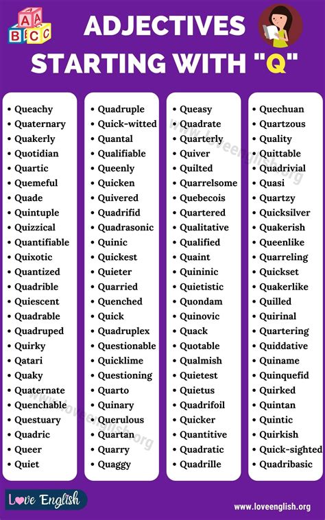 English Adjectives that Start with Q: 100 Words List