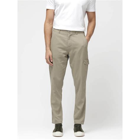 Buy Rare Rabbit Curon Beige Plain Regular Fit Trouser Online