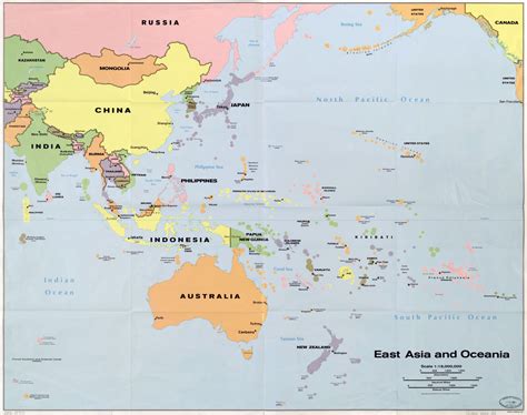 Detailed political map of East Asia and Oceania | Oceania | Mapsland | Maps of the World