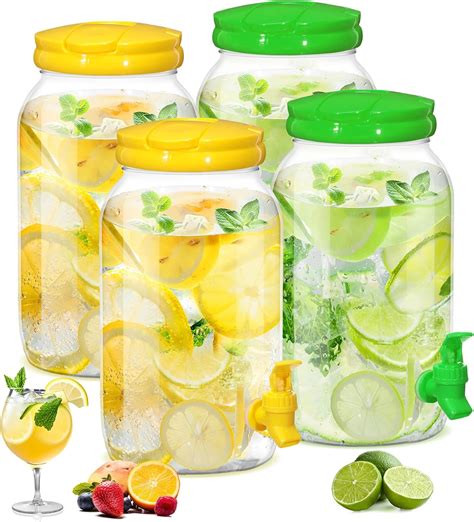 Amazon.com | Uiifan 4 Pcs 1 Gallon Plastic Drink Dispenser for Parties ...