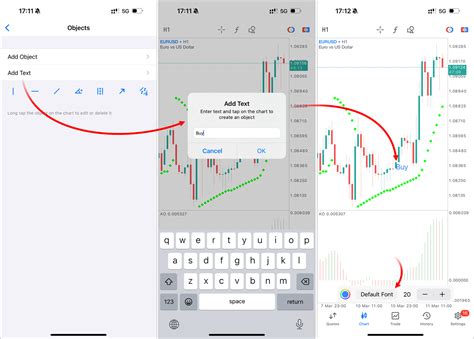 MetaTrader 5 для iPhone/iPad: линейка, текстовые объекты для графиков и ...