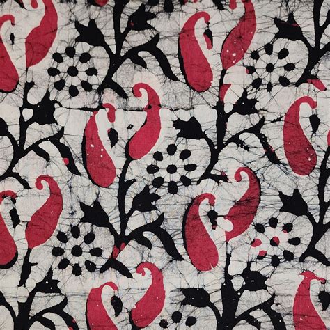 (PRE-CUT 1.85 METER) Pure Cotton Moum Batik Off White With Black And D ...