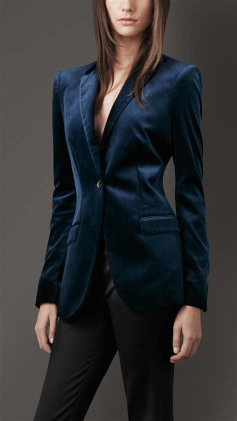 Lyst - Burberry Stretch velvet Jacket in Blue
