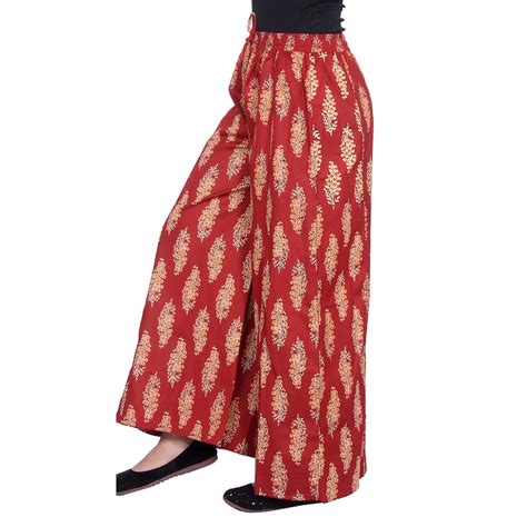 Buy ADESA Maroon Boota Printed Women Palazzo Free Size at Amazon.in
