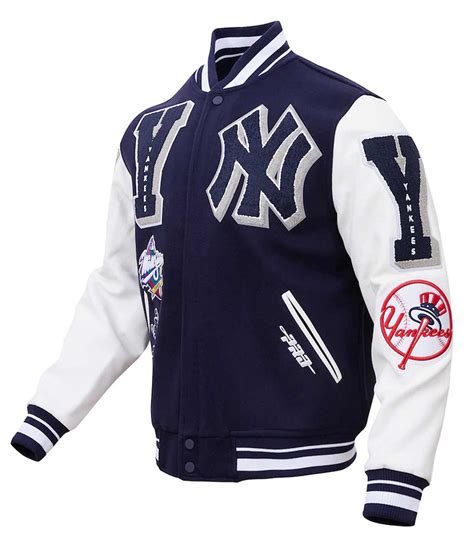 White and Blue Mash Up New York Yankees Varsity Jacket - Jackets Expert