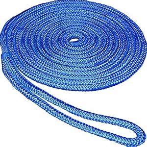 SeaSense Double Braid Nylon Dock Line, Blue, 25-Foot X 3/8-Inch, White ...