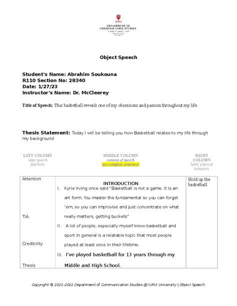 Image result for Object Speech Example