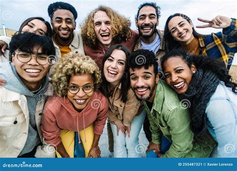 Young Group of Happy Multiracial People Having Fun Together Outdoor ...