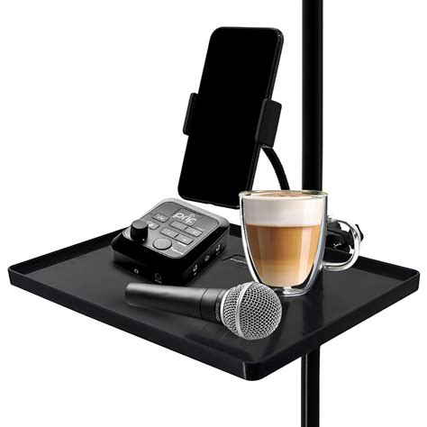 Microphone Stand Tray with Phone Holder, Universal Adjustable Mic Stand ...