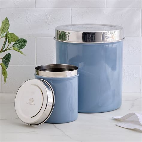 Buy Corsica Axton Set of 2 Stainless Steel Storage Canisters - 600ml ...
