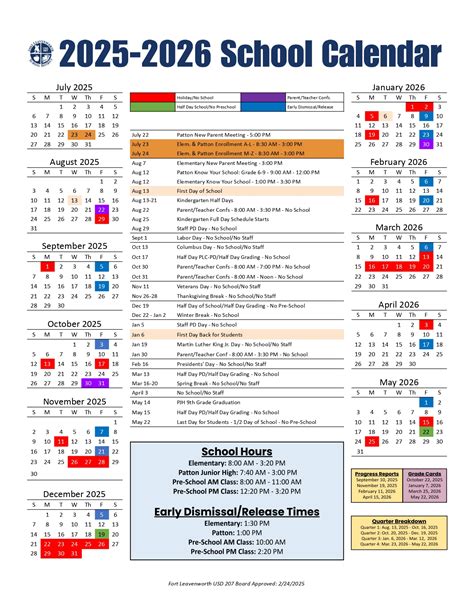 Fort Leavenworth Unified School District 207 Calendar 25-26 Revised ...