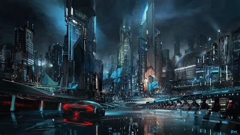 neon, cyberpunk, Tron, cityscape, futuristic city, science fiction ...