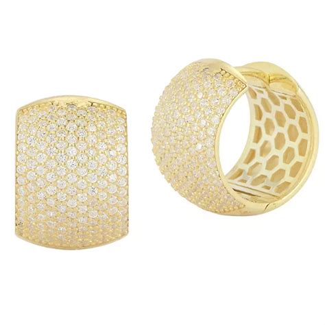 Sunkissed Sterling Pave Cubic Zirconia Huggie Hoop Earrings