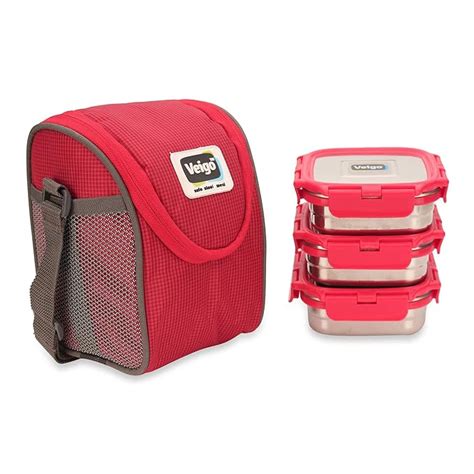 Veigo Premium Finish Lock N Steel 3 Container with Lunch Bag, Airtight ...