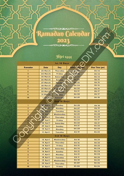 Printable Ramadan Calendar 2025 | PDF, Word & Excel