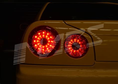 Red Clear LED Tail Lights for Nissan R34 Skyline Coupe GTS-T GT-R GT-T ...