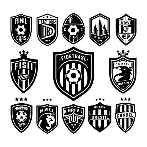 Logotipos de clubes de futebol, emblemas, vetor de silhueta | Vetor Premium