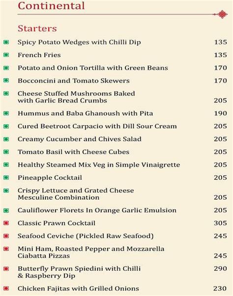 Menu at Chilli n Spice, Bambolim, Hotel Fidalgo