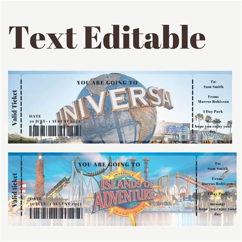 Printable and Editable Universal Studios Surprise Ticket ...