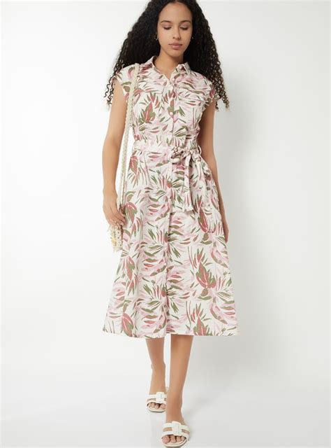 Buy Women Tropical Print Midi Shirt Dress Online at just Rs. 999.0 ...