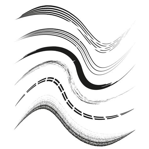 Diagonal stroke set dynamic brush curves artistic wavy elements vector ...