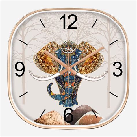 Silence non-ticking Plastic Frame Elephant Square Wall Clock – Star Work