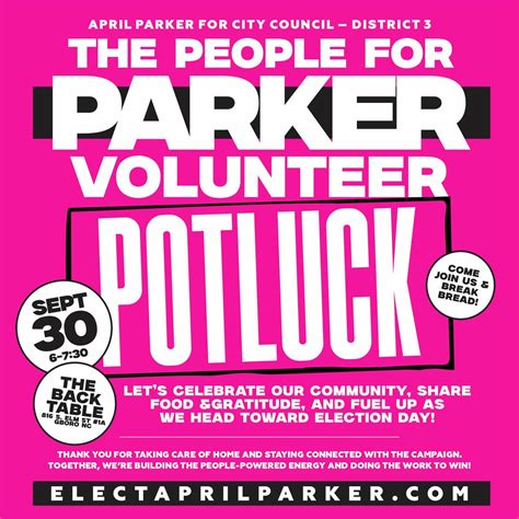 🌟 The People for Parker Volunteer & Community Potluck 🌟, The Back Table ...