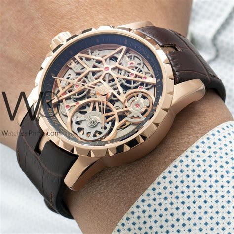 ROGER DUBUIS WATCH rose gold WITH leather borwn BELT | Watches Prime
