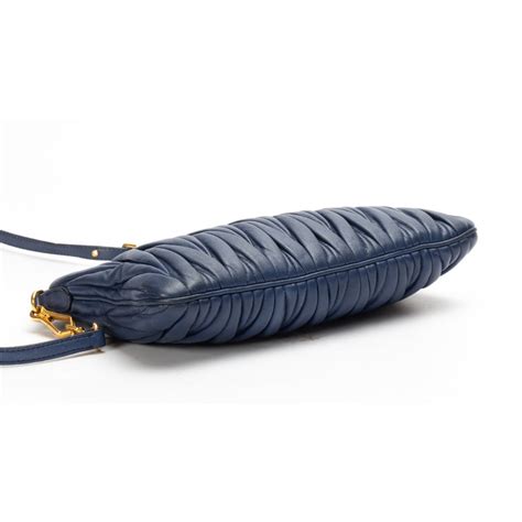 Miu Miu Navy Blue Matelasse Leather Frame Clutch Bag