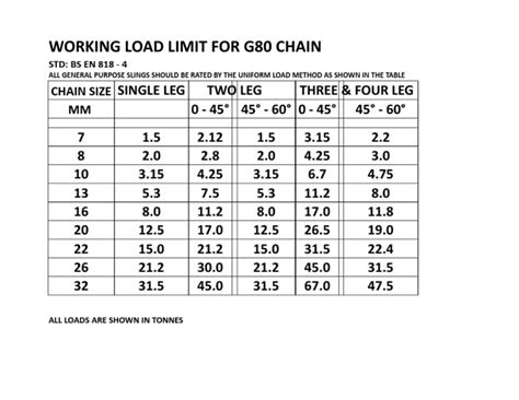 G80 CHAIN WORKING LOAD LIMITS | PDF